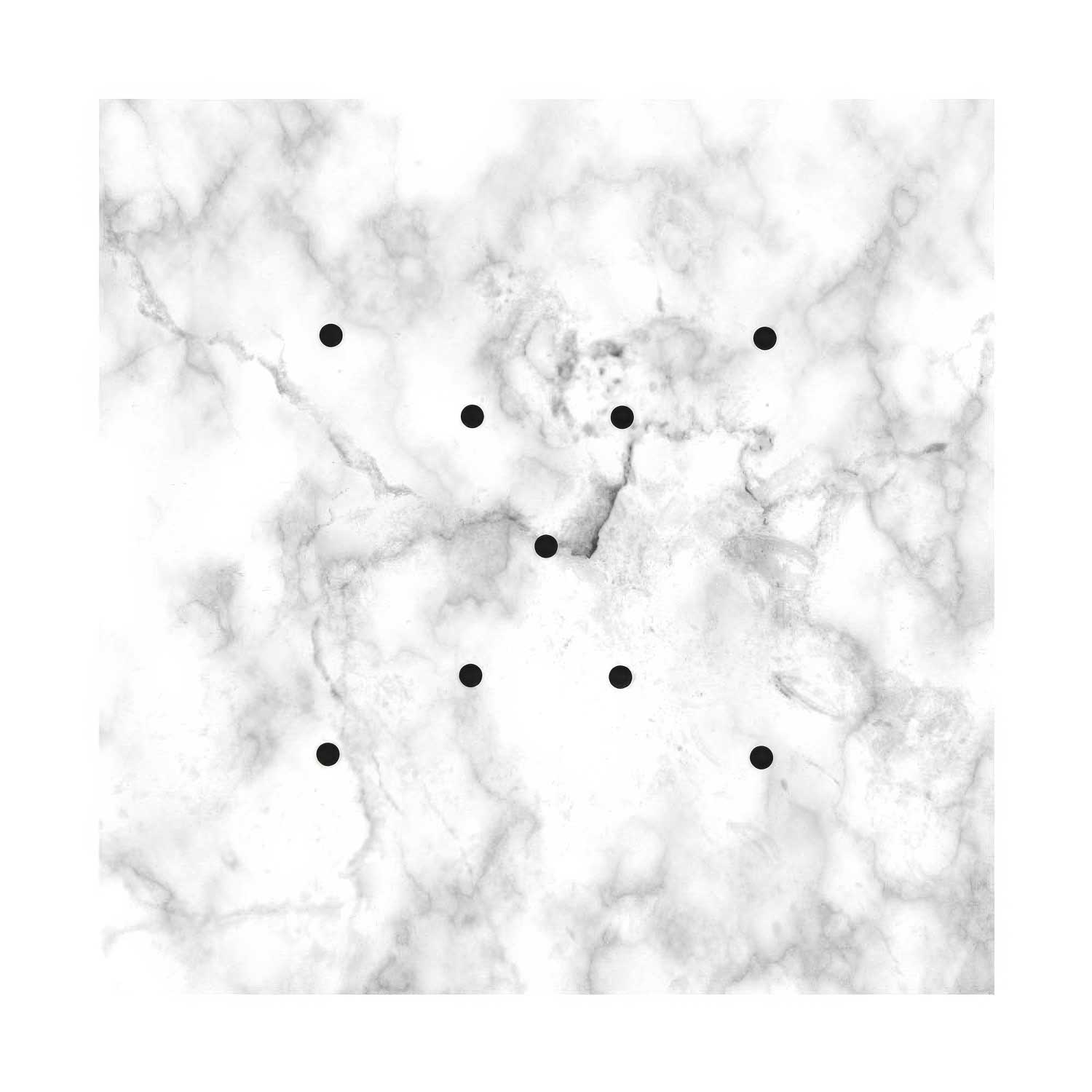 Rosone XXL Rose-One quadrato, 400 mm con 9 fori a X e 4 fori laterali - Marmo Carrara Bianco