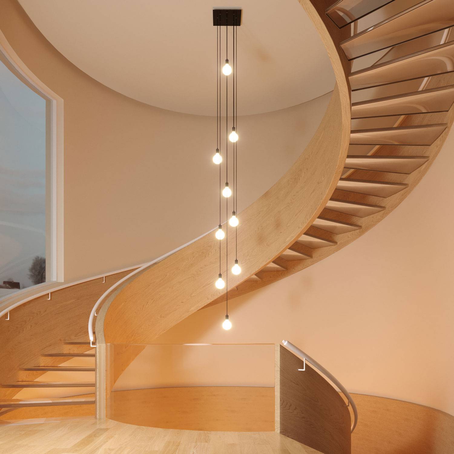 Rosone XXL Rose-One quadrato, 400 mm con 9 fori e 4 fori laterali - Dibond Acciaio satinato Bianco