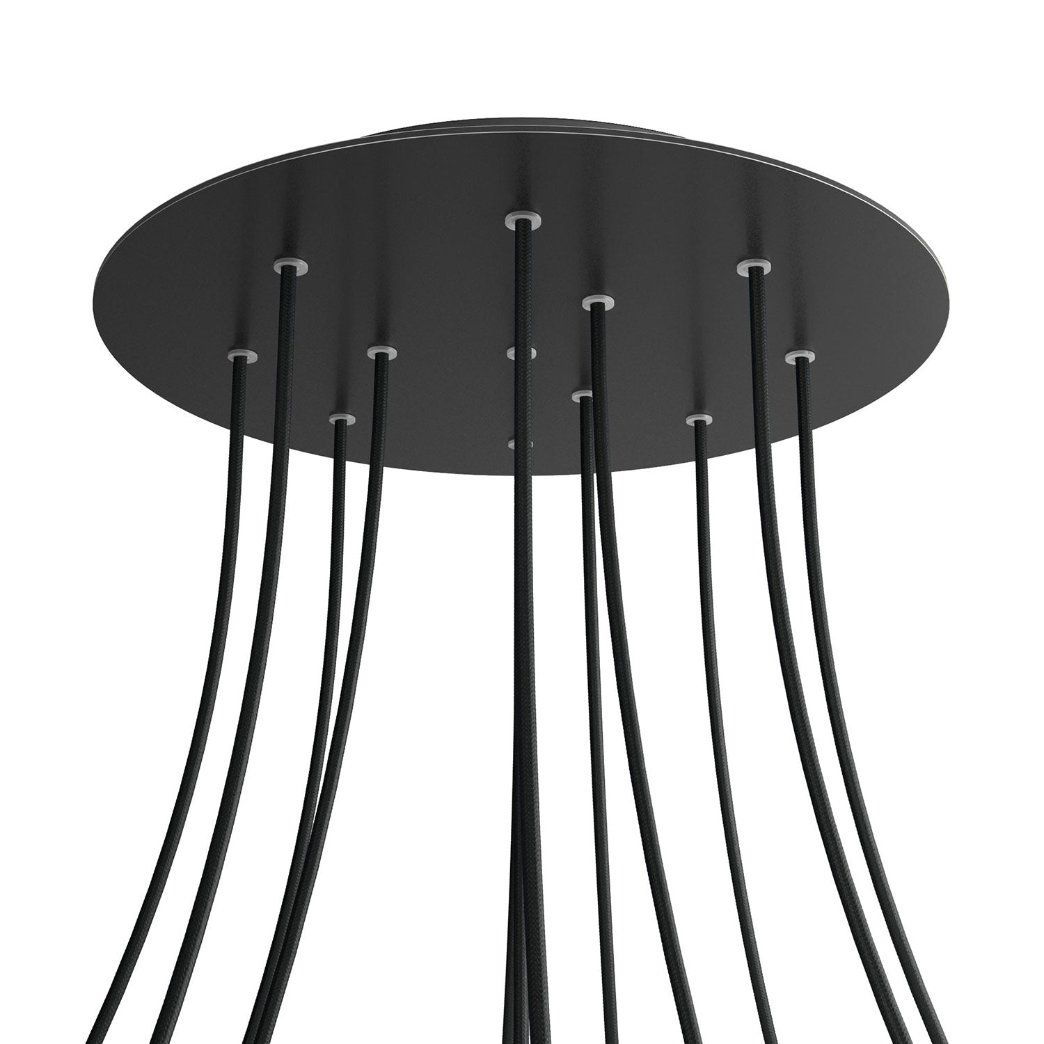 Rosone XXL Rose-One rotondo, diametro 400 mm con 12 fori e 4 fori laterali - Nero opaco Nero