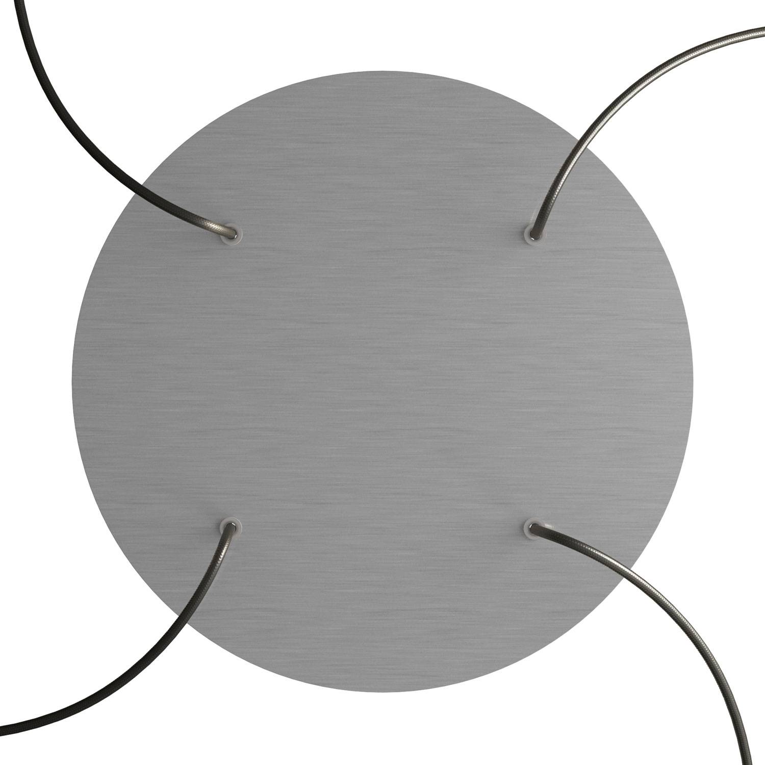 Rosone XXL Rose-One rotondo, diametro 400 mm con 4 fori e 4 fori laterali - Dibond Acciaio satinato Bianco
