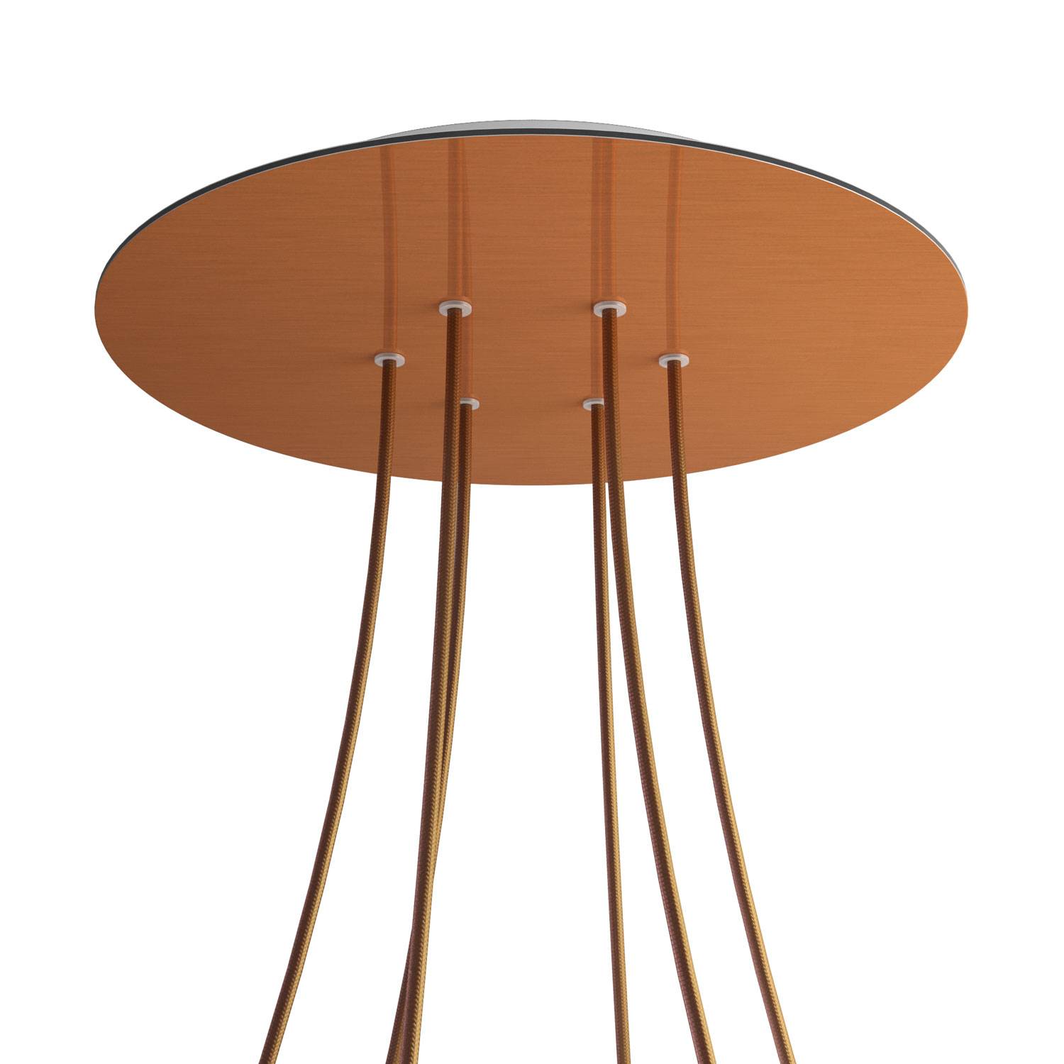 Rosone XXL Rose-One rotondo, diametro 400 mm con 6 fori e 4 fori laterali - Dibond Rame satinato Bianco