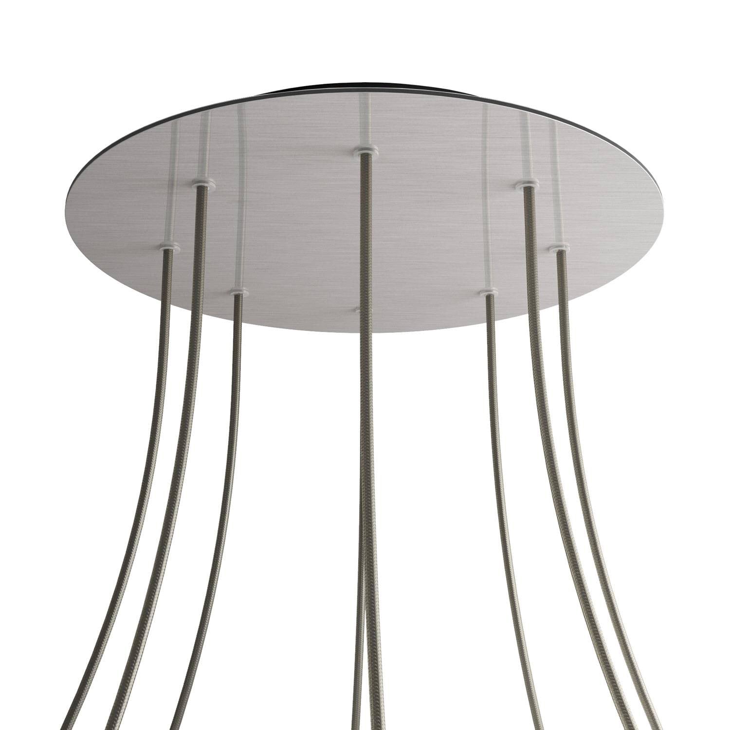 Rosone XXL Rose-One rotondo, diametro 400 mm con 8 fori e 4 fori laterali - Dibond Acciaio satinato Nero