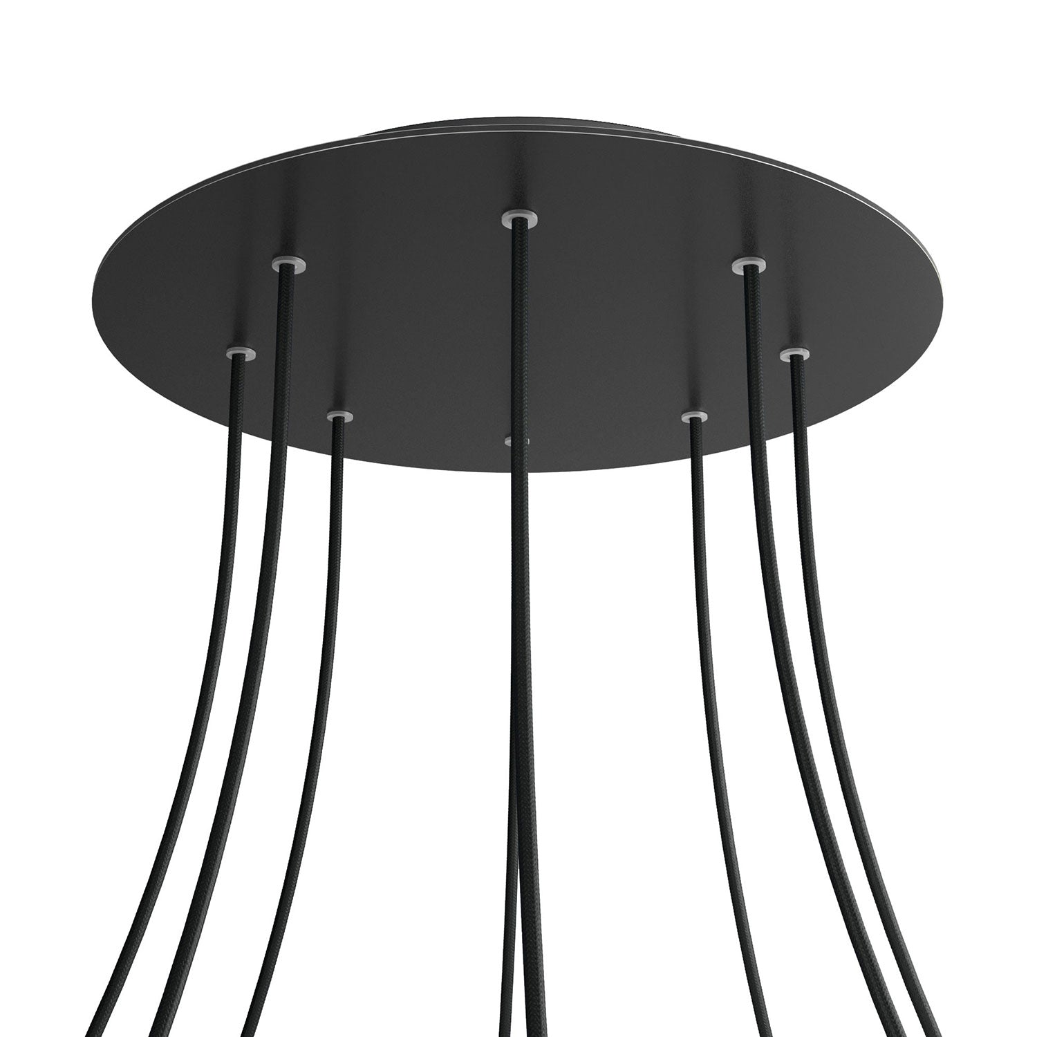 Rosone XXL Rose-One rotondo, diametro 400 mm con 8 fori e 4 fori laterali - Nero opaco Nero