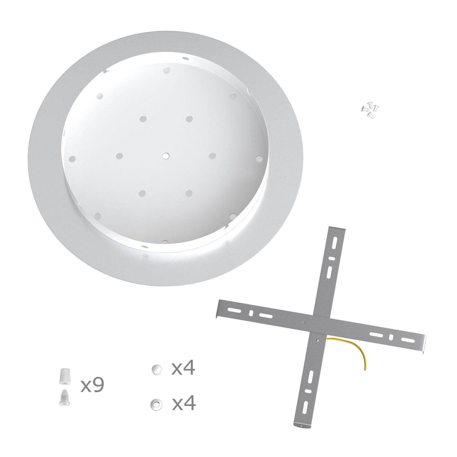 Rosone XXL Rose-One rotondo, diametro 400 mm con 9 fori a X e 4 fori laterali - Antracite Bianco