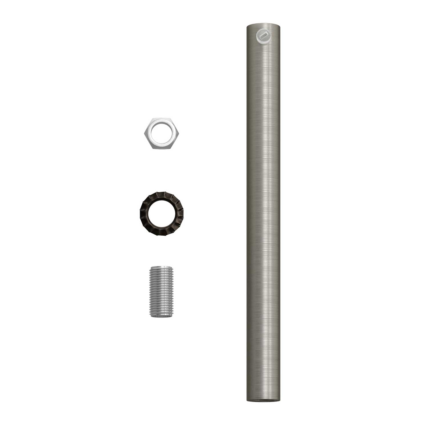 Serracavo cilindrico in metallo lunghezza 15 cm completo di tige, dado e rondella - Titanio satinato