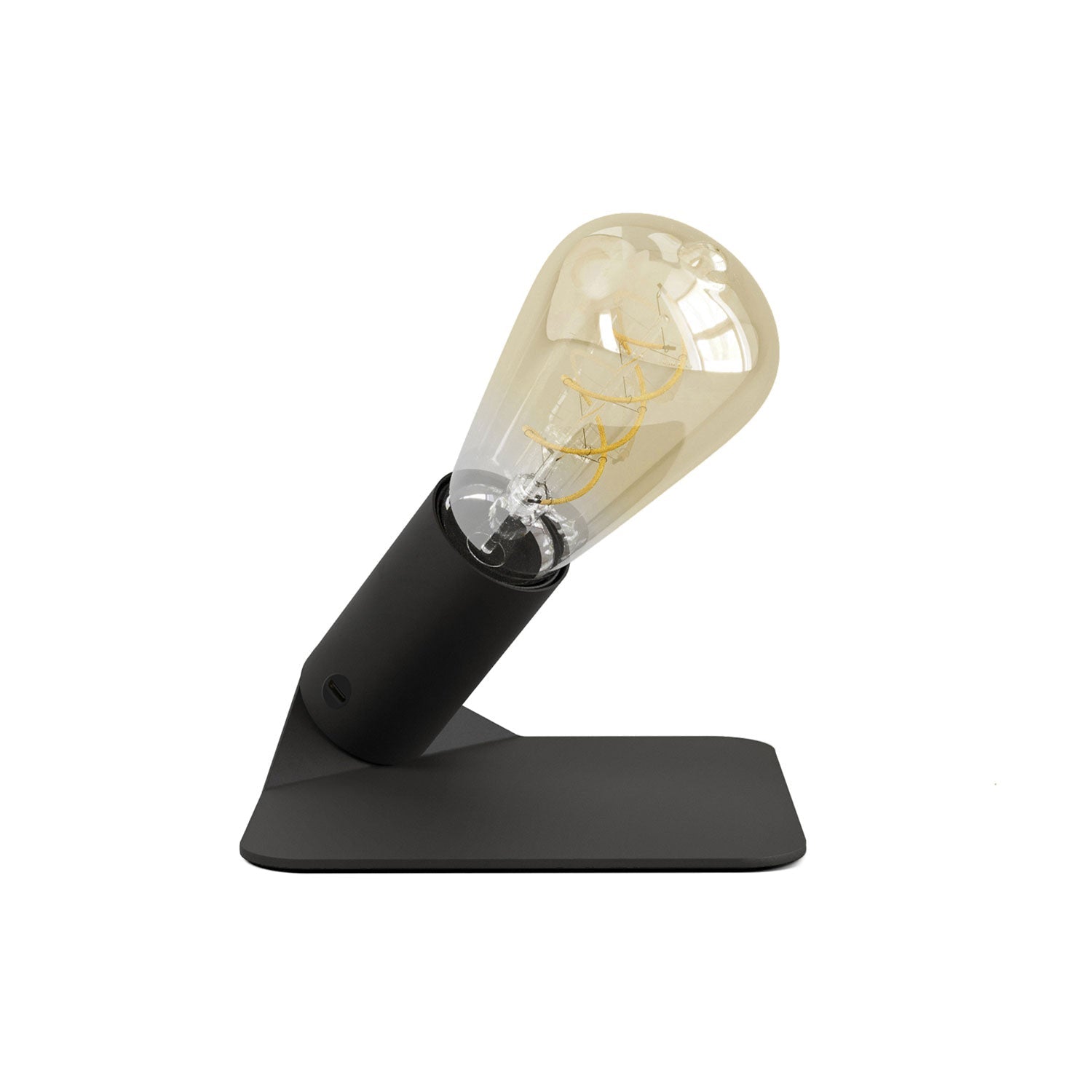 SI! Lampada da tavolo a 5V con lampadina ST64 e base metallica - Nero