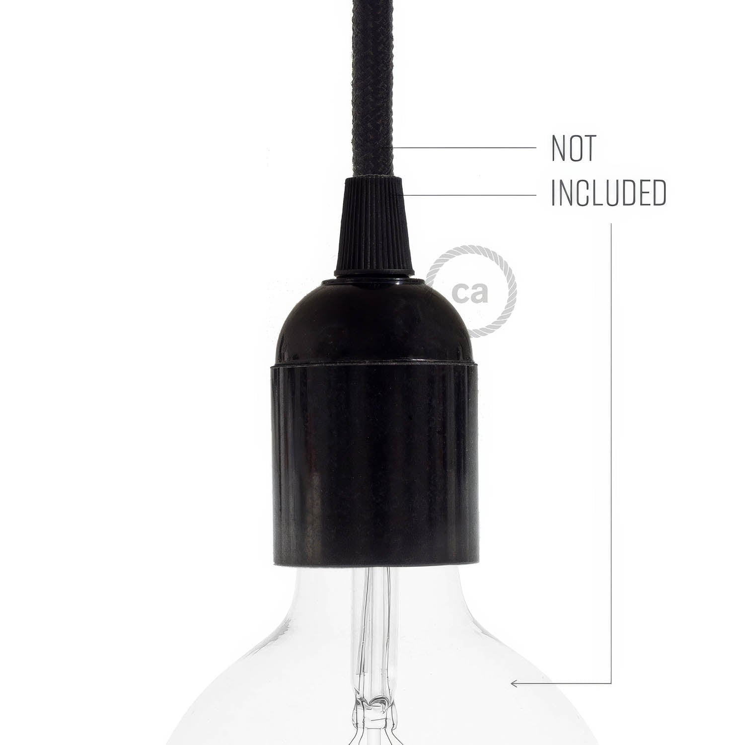 Smooth Sided Bakelite Phenolic E26 light bulb socket - Black
