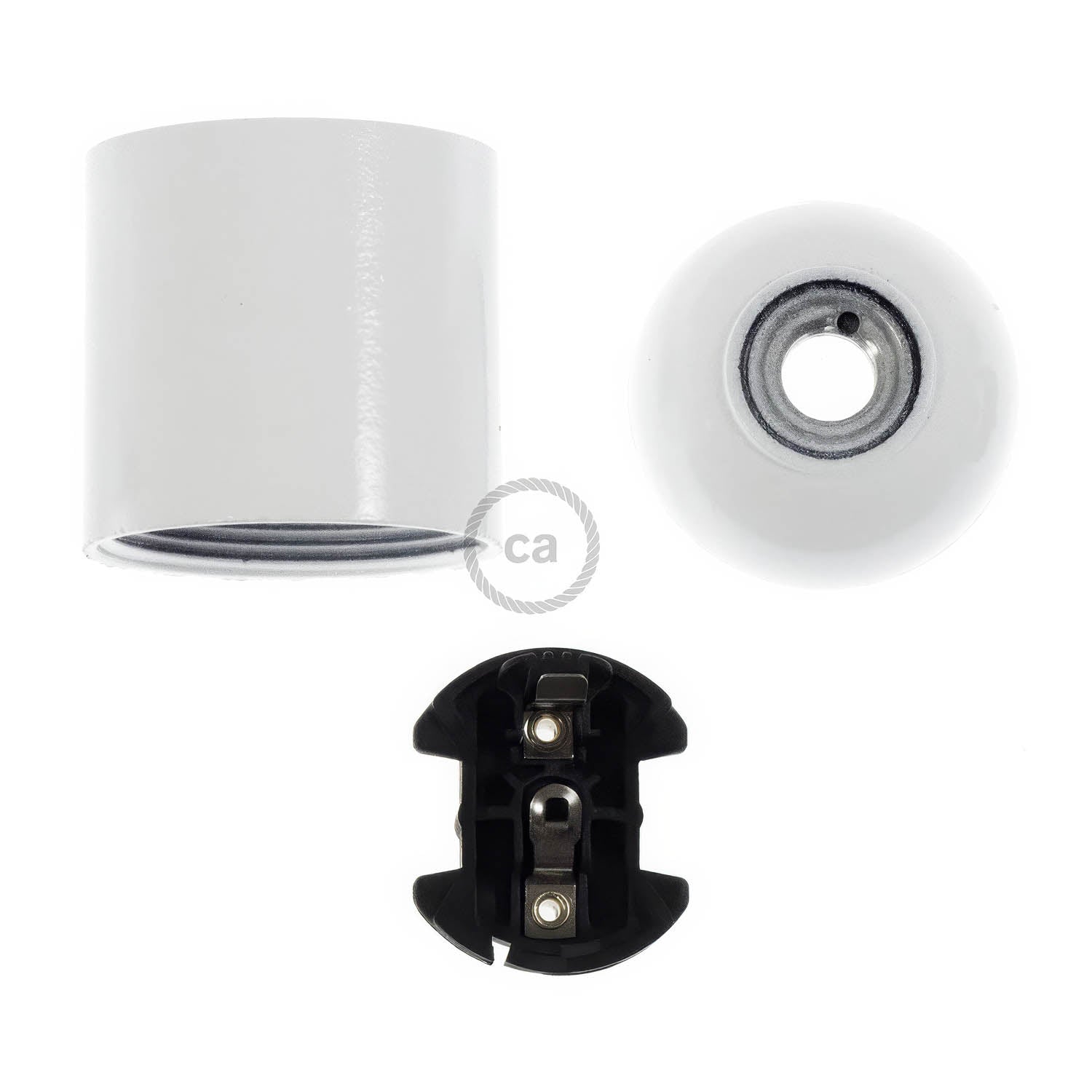 Smooth Sided Bakelite Phenolic E26 light bulb socket - White