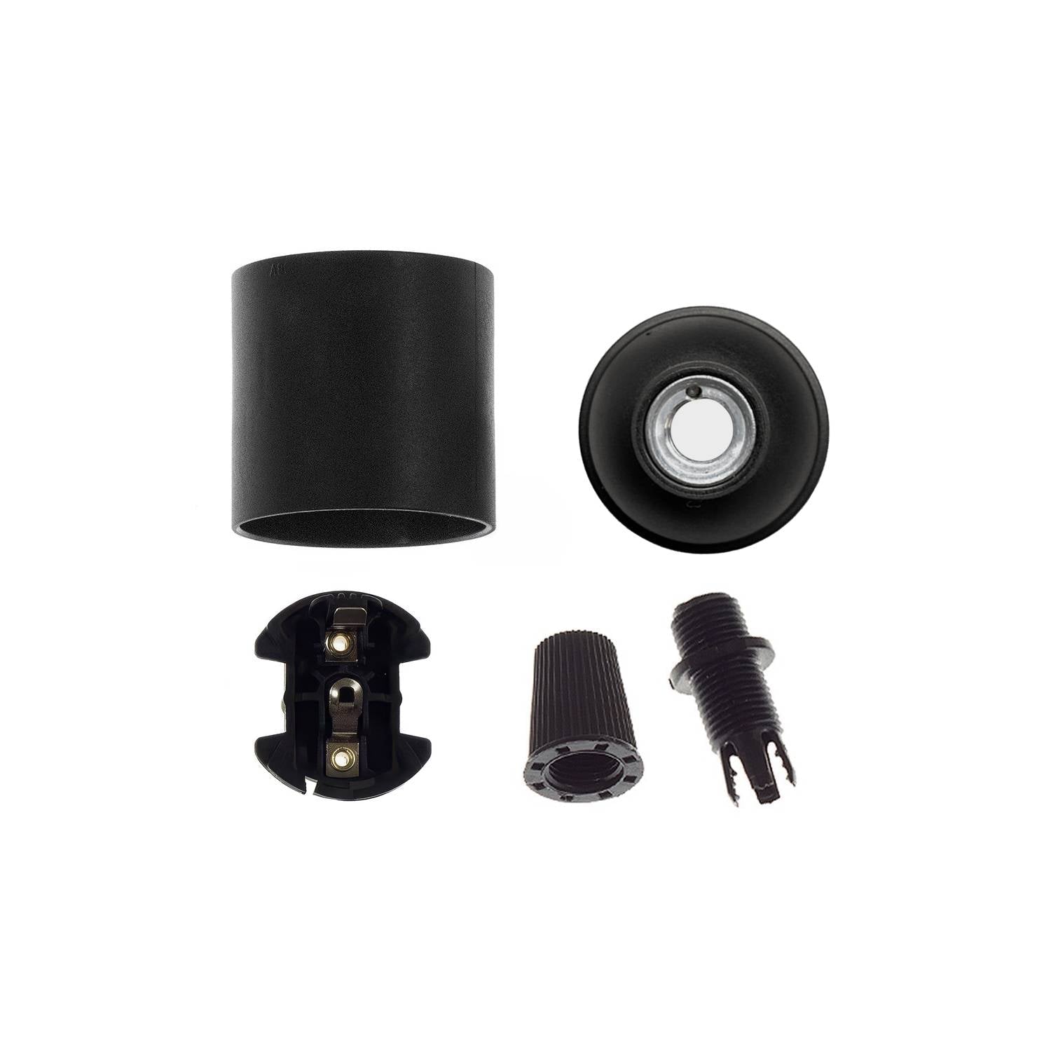 Smooth Sided Thermoplastic E26 light bulb socket kit - Black