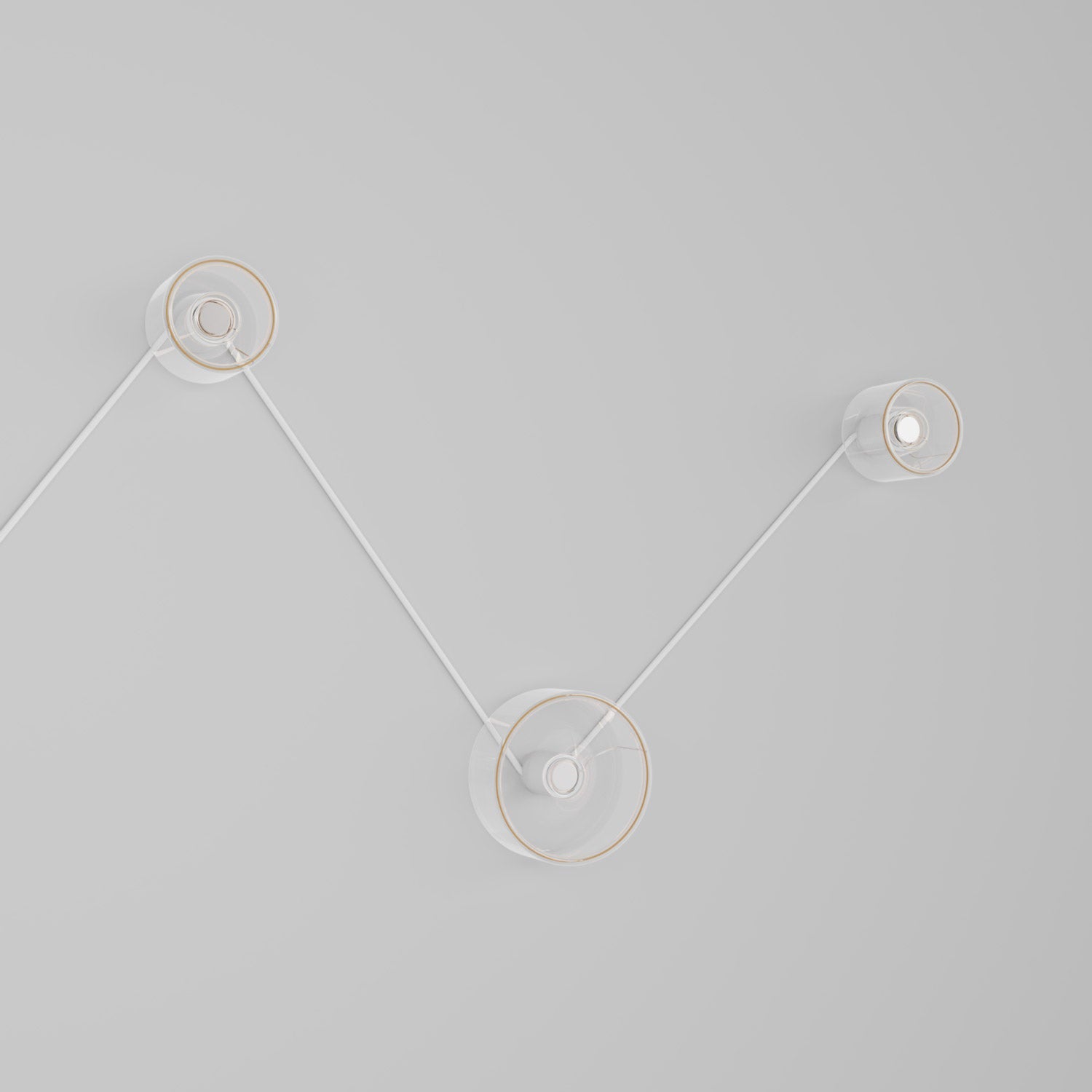 Spostaluce wall lamp with 3 Ghost bulbs and white cable