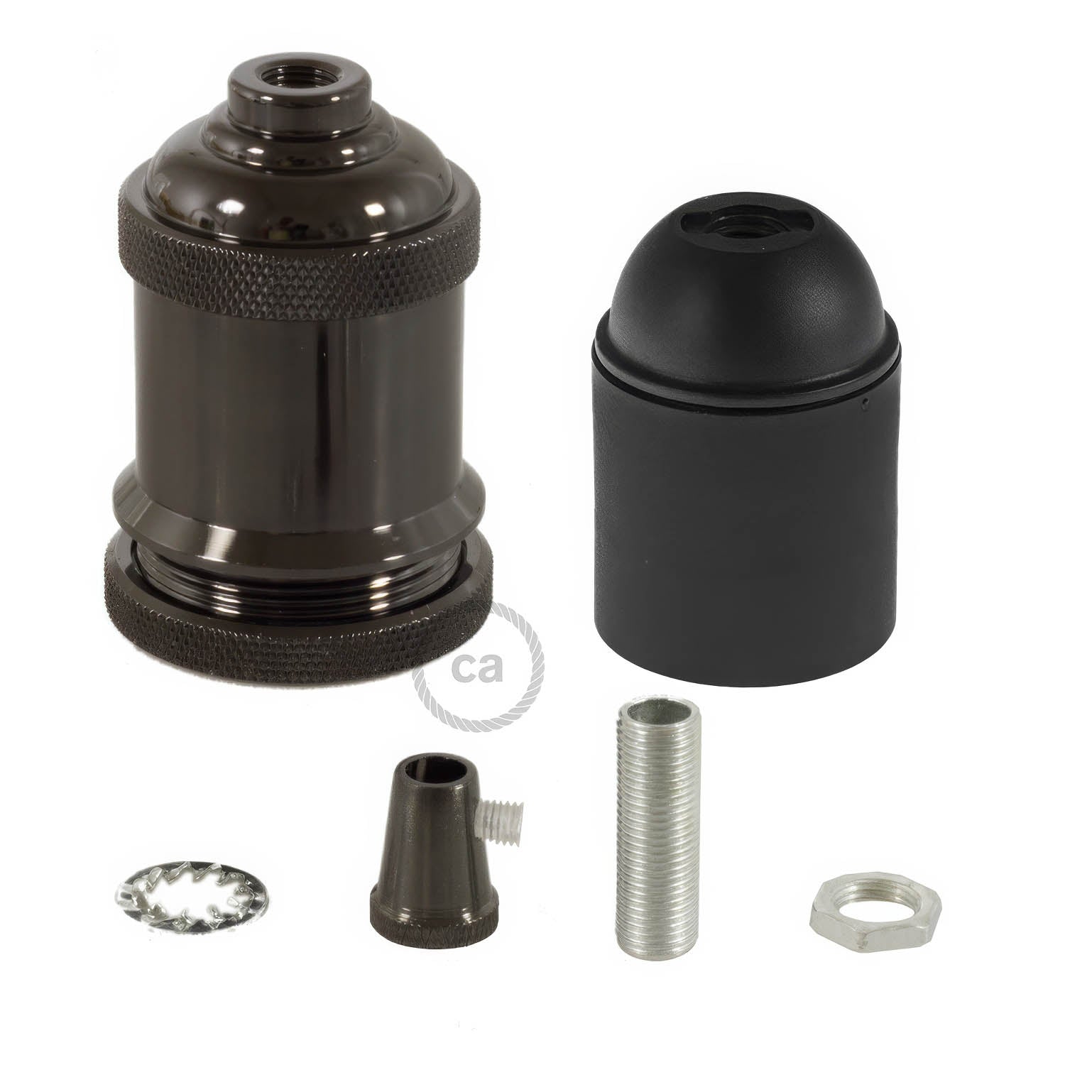 Vintage Style - single ferrule E26 light bulb socket kits - Black pearl