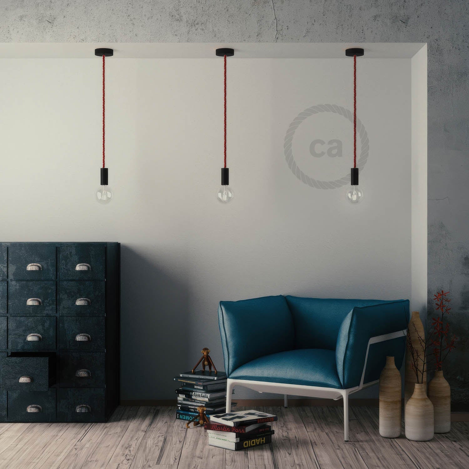 XL Wooden E26 light bulb socket kit for Rope Cables - Black